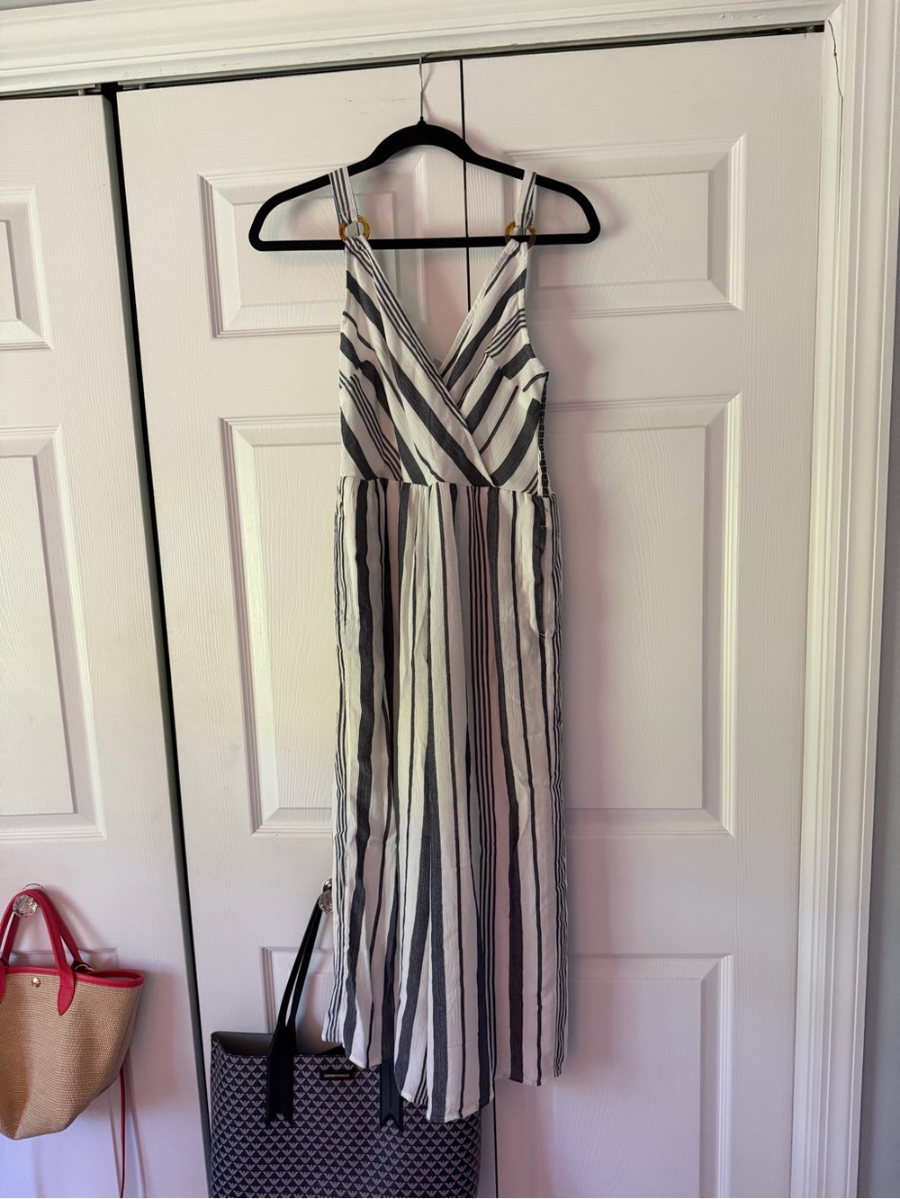 American Eagle Outfitters Blue & White Striped Jumpsuit